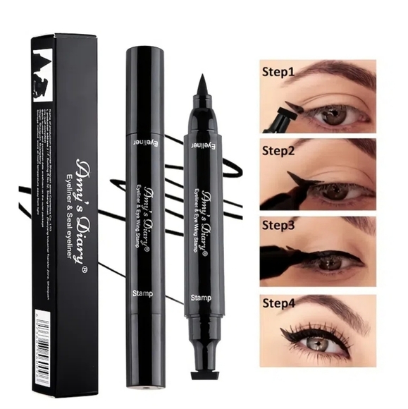 BNIB》Waterproof Double Sided Eyeliner 🐱 Stamp & Line Perfect Cat Eye EyeLiner - Picture 3 of 7